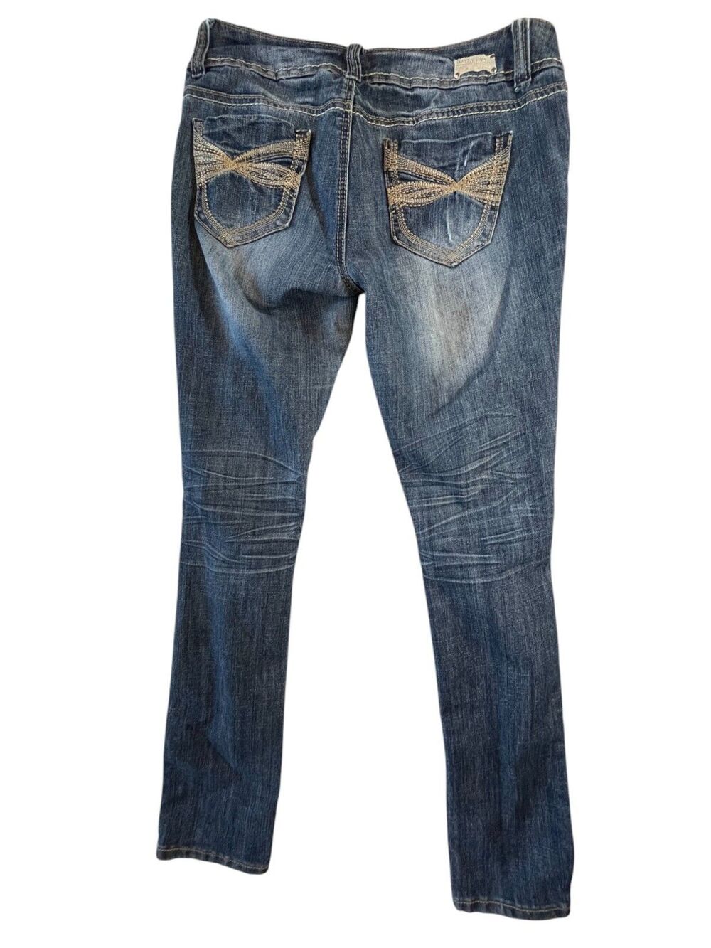 Almost Famous Jeans Women 9 Mid Rise Distressed Stretch Always Fabulous (W32 L31 - Picture 14 of 16